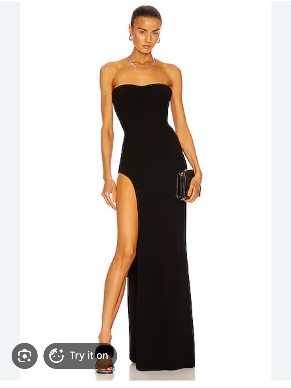 Strapless Black High-Slit gown